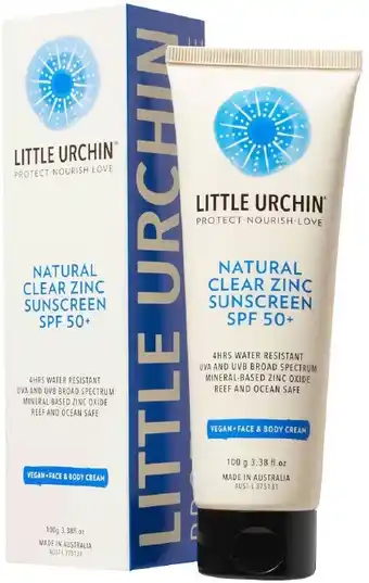 healthylife Little urchin natural clear zinc sunscreen spf50 100g offer