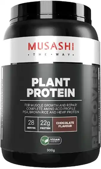 healthylife Musashi plant protein powder chocolate 900g offer