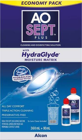 healthylife Aosept plus hydraglyde economy pack 360ml + 90ml offer