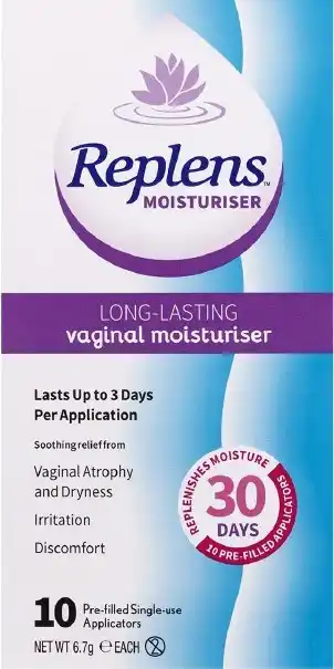 Replens vaginal moisturiser 10 single use applicators