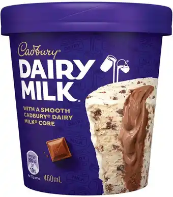 IGA Cadbury ice cream tub 460ml selected varieties offer