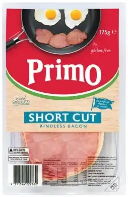 IGA Primo wood smoked rindless short cut bacon 175g offer