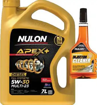 Autobarn Nulon apex+ 5w30 7l & diesel injector cleaner 300ml offer