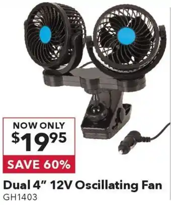 Jaycar Electronics Dual 4" 12V Oscillating Fan offer