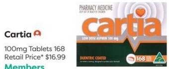 National Pharmacies Cartia 100mg Tablets 168 offer