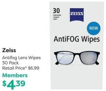 National Pharmacies Zeiss Antifog Lens Wipes 30 Pack offer