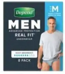 Depend Real Fit Underwear Male Medium 8 Pack
