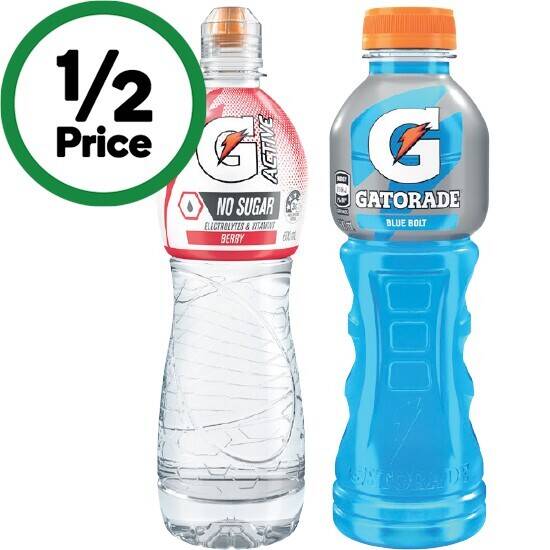Gatorade sports drink or gactive flavoured water 600ml offer at Woolworths