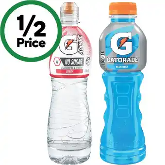 Woolworths Gatorade sports drink or g-active flavoured water 600ml offer