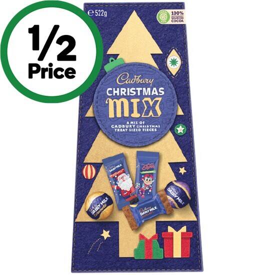 Cadbury christmas tree mix box 522g offer at Woolworths