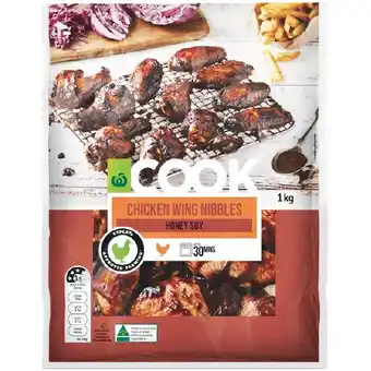 Woolworths cook chicken wing nibbles honey soy 1 kg with rspca approved chicken – from the meat dept