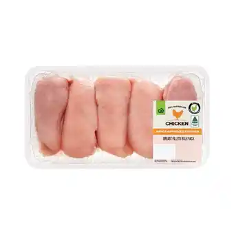 Woolworths Australian fresh rspca approved chicken breast fillets bulk tray – from the meat dept offer