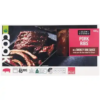 Woolworths Woolworths cook pork ribs with bbq glaze 650g offer