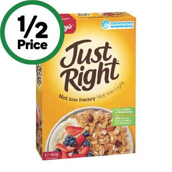 Woolworths Kellogg’s just right cereal 460g offer