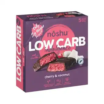 Woolworths Noshu low carb indulgence bars 150-160g pk 5 offer