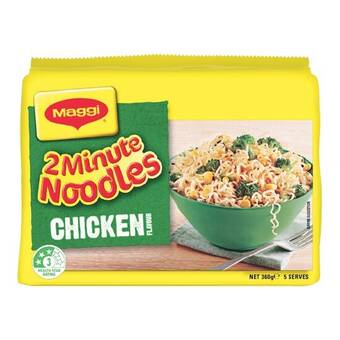 Woolworths Maggi 2 minute noodles 345-380g pk 5 offer