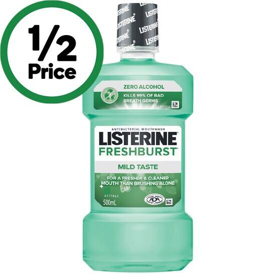 Listerine mouthwash 500ml excludes total care, fresh burst and kids