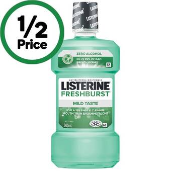 Woolworths Listerine mouthwash 500ml – excludes total care, fresh burst and kids offer