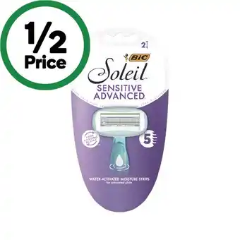 Woolworths Bic soleil sensitive advanced disposable razors pk 2 offer