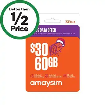 Amaysim $30 starter pack¥