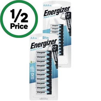Woolworths Energizer max plus batteries aa or aaa pk 16 offer