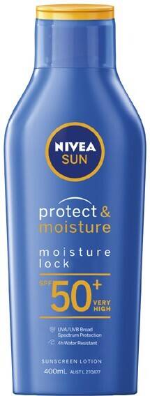 Coles Nivea sun protect & moisture sunscreen spf50+ 400ml^ offer