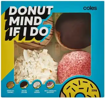 Coles Donut mind if i do assorted donuts 4 pack offer