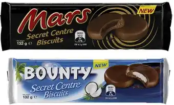 Coles Mars or bounty secret centre biscuits 132g offer