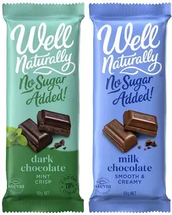 Well naturally block chocolate 90g or bites 70g-80g