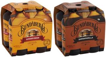 Coles Bundaberg brewed ginger beer or sarsaparilla 4x375ml offer