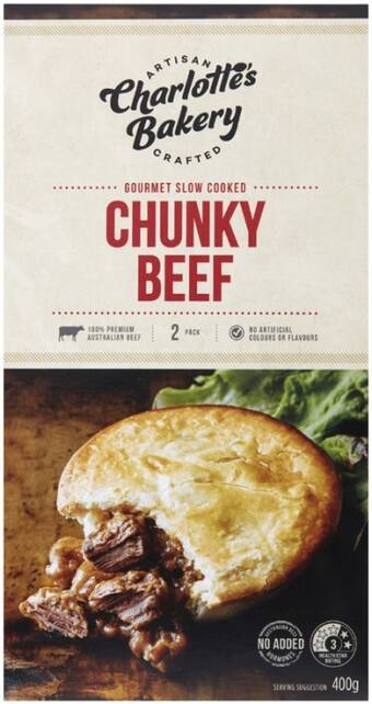 Coles Charlotte's bakery pies 2 pack 400g offer