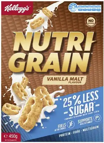 Coles Kellogg's nutri grain 25% less sugar 450g offer