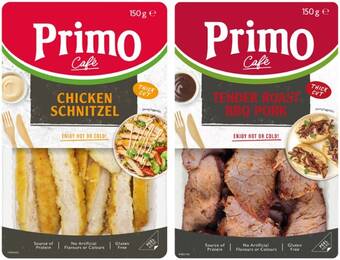 Coles Primo café chicken schnitzel or tender roast bbq pork 150g offer