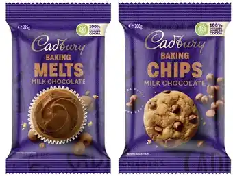 Coles Cadbury baking chocolate block, melts or chips 180g-225g offer