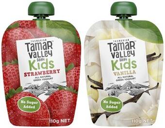 Coles Tamar valley dairy kids greek yoghurt pouch 110g offer