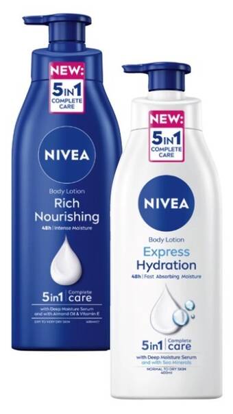 Coles Nivea rich nourishing or express hydration body lotion 400ml offer