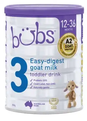 Bubs goat milk toddler stage 3 milk drink 800g