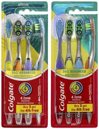 Coles Colgate 360 degree advanced soft or medium toothbrush 4 pack offer