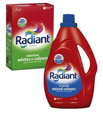 Coles Radiant laundry liquid 2 litre or powder 2kg offer