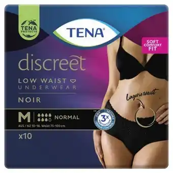 Tena women's discreet pants low waist noir incontinence normal large 9 pack