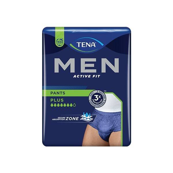 Tena men active fit plus navy small or medium incontinence pants 9 pack