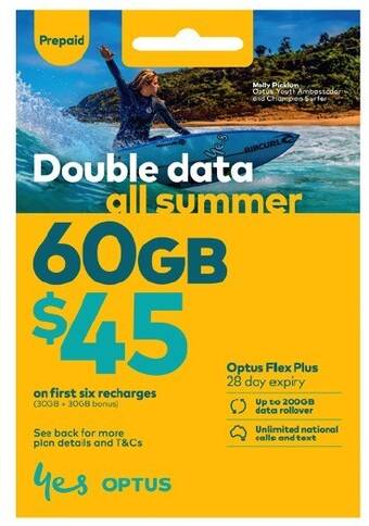 Coles Optus $45 prepaid sim offer