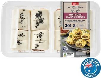 Coles Coles entertaining mini pork sausage rolls 550g offer