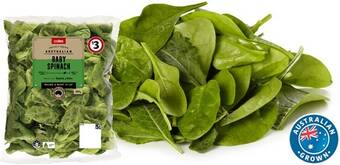 Coles Coles australian baby spinach 120g or 4 leaf salad 200g offer