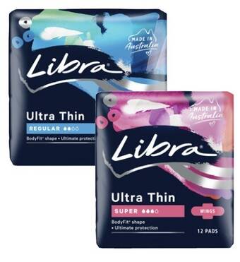 Coles Libra ultra thin pads with wings regular 14 pack or super 12 pack offer