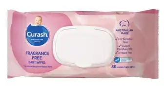 Curash baby wipes fragrance free 80 pack