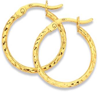 Prouds 9ct gold 2x15mm diamond-cut hoop earrings offer
