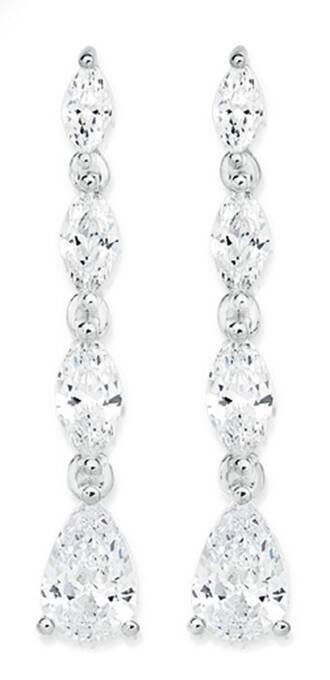 Prouds Sterling silver cubic zirconia marquise & pear earrings offer