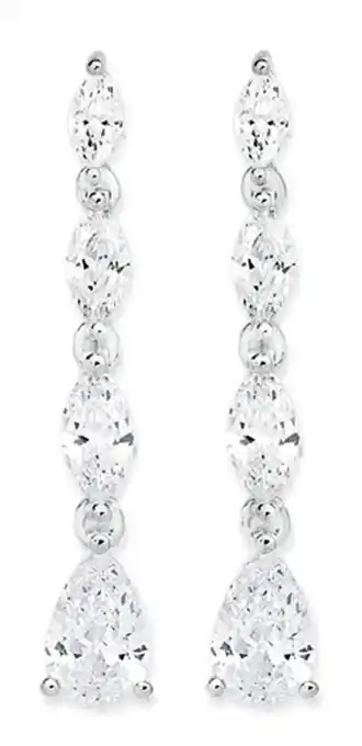 Sterling silver cubic zirconia marquise & pear earrings
