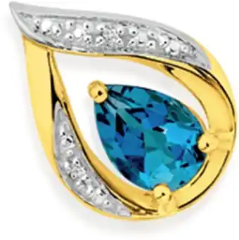9ct gold london blue topaz & diamond slider pendant